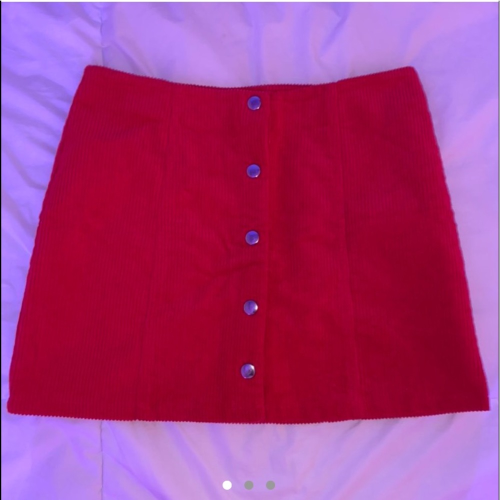 Forever 21 red corduroy button up skirt